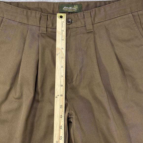 Eddie Bauer Pants Mens 34x29 Brown Classic Fit Pleated Dress Workwear Straight - Picture 7 of 13